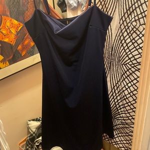 Navy satin homecoming dress
